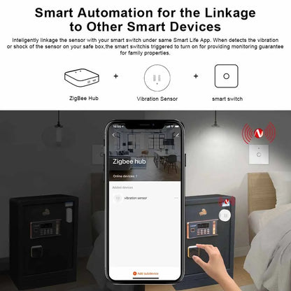 Tuya ZigBee Vibration Detector Smart Life App Monitor remote Security Protection Zigbee Sensor Motion Shock Alarm Need Gateway