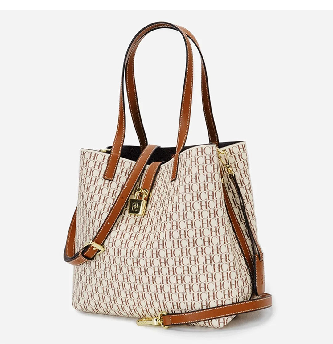 CH Women's Large Capacity Handbag Daily Commuting High-end Versatile PU Material Letter Printed Design Women's Crossbody Bag
