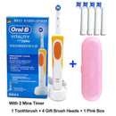 Cepillo de dientes eléctrico Oral B 2D, giratorio, con vibración, recargable, cerdas de acción cruzada, cuidado bucal, 4 cabezales de regalo gratis