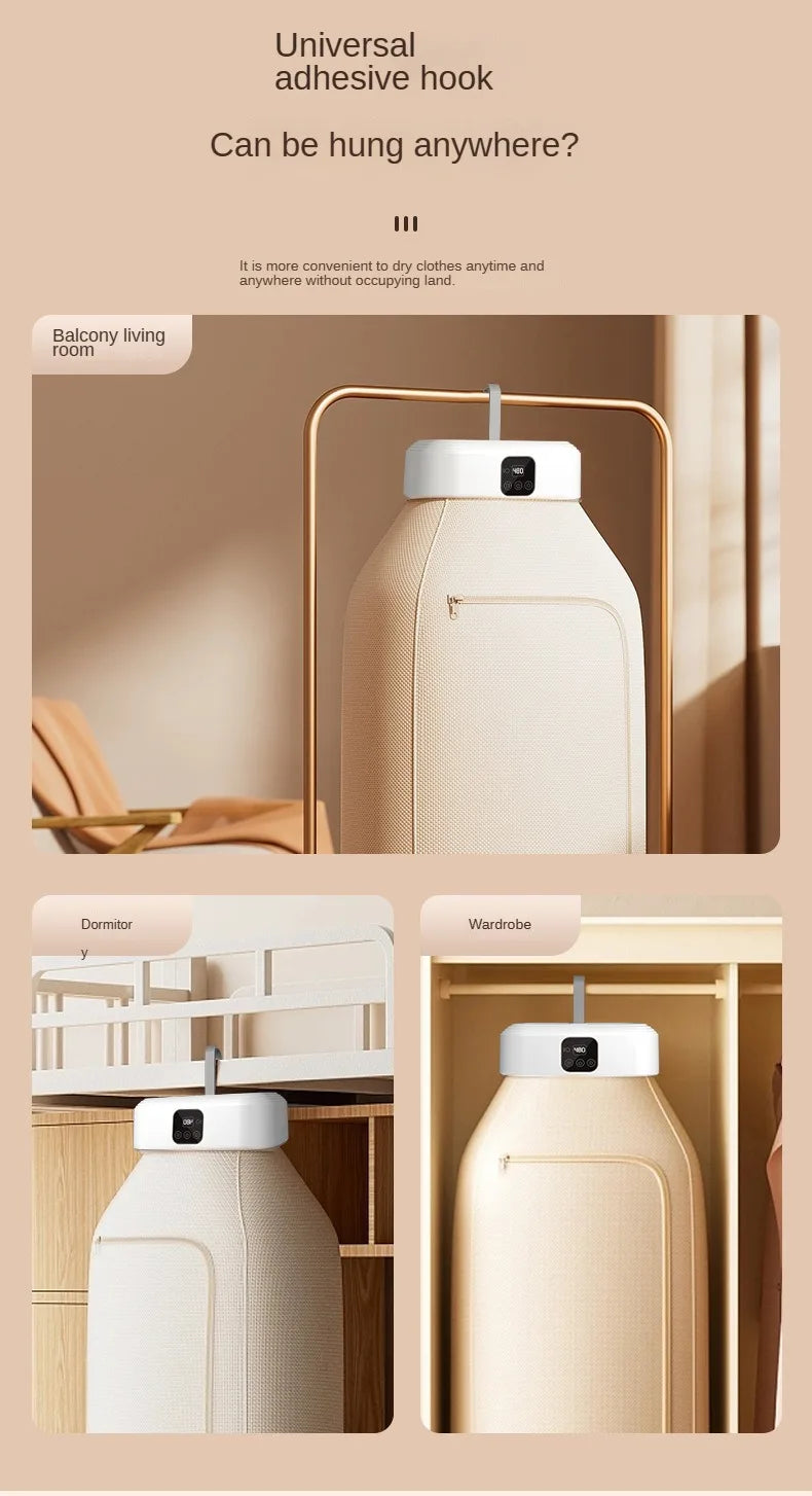 Secadora de ropa eléctrica multifuncional con control remoto, para el hogar, con armario, para suelo, secadora de ropa, aire caliente y temporizador.