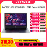 ACEMAGIC 18.5"Laptop Computer Windows 11 PRO 7000 mAh Battery AMD Ryzen 3 4300U Processor 16GB DDR4 RAM 512GB SSD Wifi5