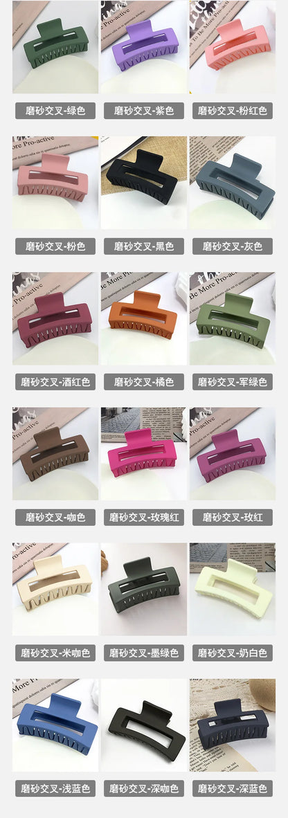 1Pc Ladies Retro Temperament Simple Fashion Frosted Geometric Rectangular Cutout Plastic Hair Accessories Updo Shark Hair Grab