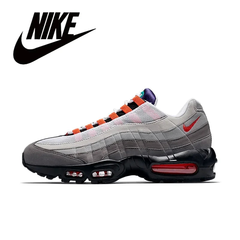 Nike Air Max 95 Unisex Trendy Retro Anti slip Wear-resistant Comfort Fabric Running Shoes GS/Black Warrior