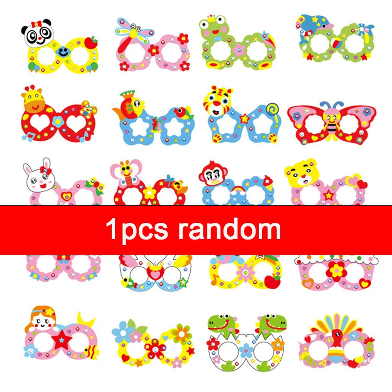 Creative EVA Diamond Glasses DIY Kit Kids Art Craft Toy Handicraft Cartoon Animal Glasses Children Birthday Gift School Supplies