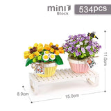 DIY Flower Vase Succulent Cactus Snow Lotus Potting Plants Gardens Building Blocks Model MINI Bricks Kids Sets Kits Toys