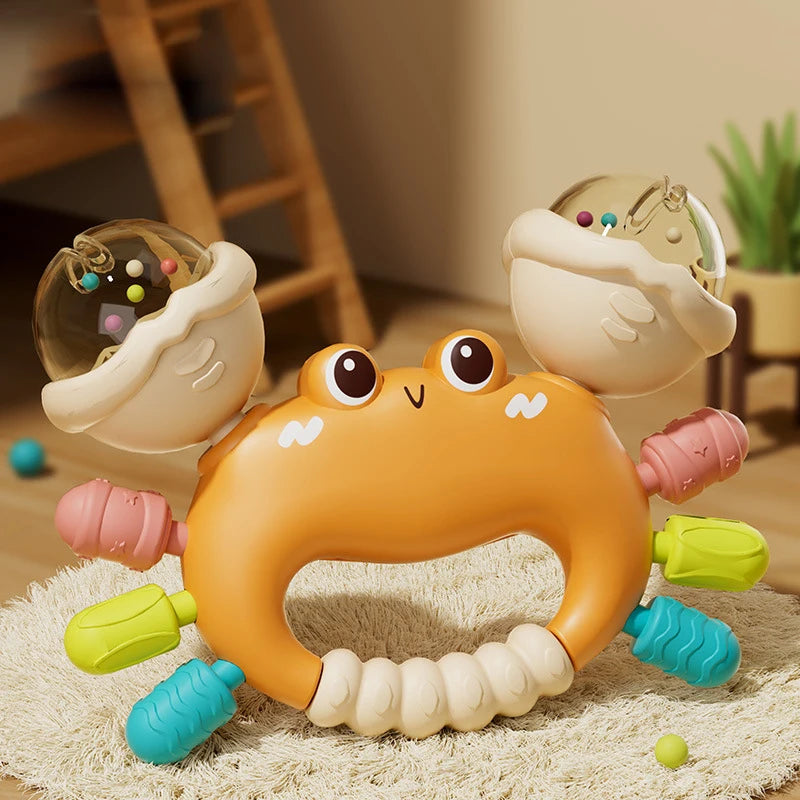 Baby Toys 0 12 Months Rotating Rattle Ball Grasping Activity Baby Development Toy Silicone Teether Sensory Toys for Babies Gifts