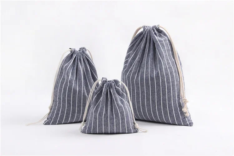 Cotton Linen Drawstring Cosmetic Bag Christmas Gift Package Makeup Storage Bags for Travel Wedding
