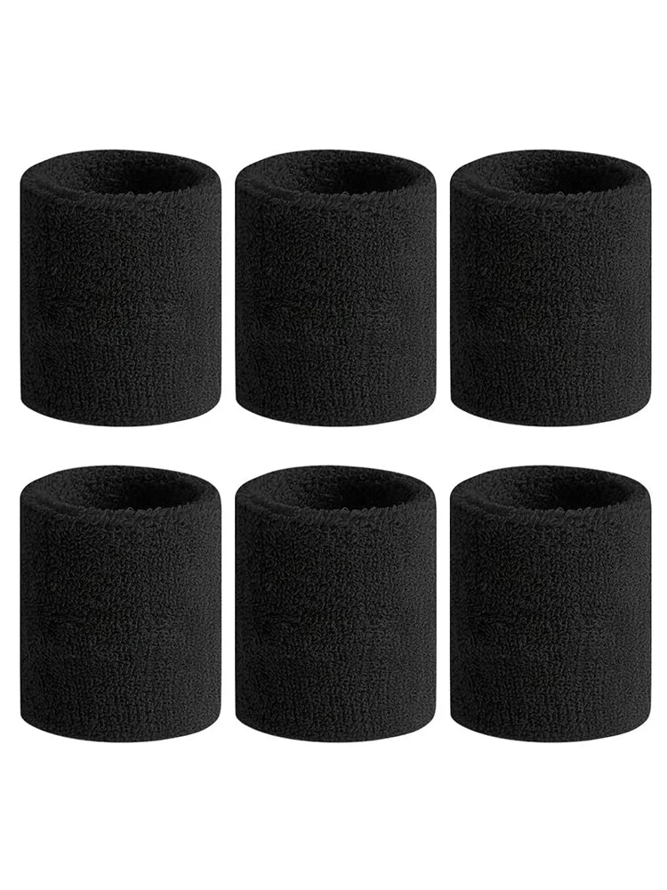6pcs Sweat Absorption Sports Wristband, Moisture Wicking Wrist Guard For Tennis, Basketball, Running