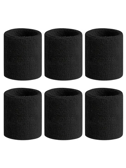 6pcs Sweat Absorption Sports Wristband, Moisture Wicking Wrist Guard For Tennis, Basketball, Running