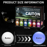 Caiton Night Glow Golf Balls – Set of 6 High-Visibility, Impact-Activated Balls for Nighttime Play, Perfect Gift for Golf Lovers