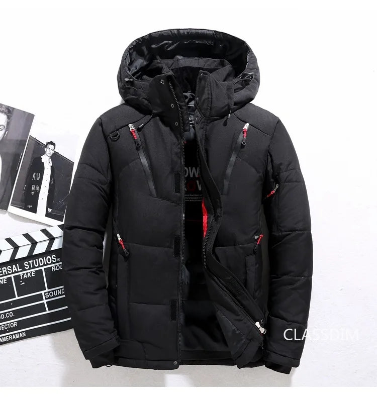 New Winter Men Hooded Casual  Puffer Jackets White Duck Down Coats High Quality Male Outdoor Windproof Warm Winter Parkas Size 5