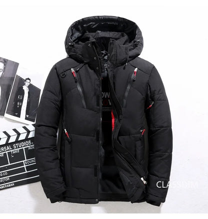 New Winter Men Hooded Casual  Puffer Jackets White Duck Down Coats High Quality Male Outdoor Windproof Warm Winter Parkas Size 5