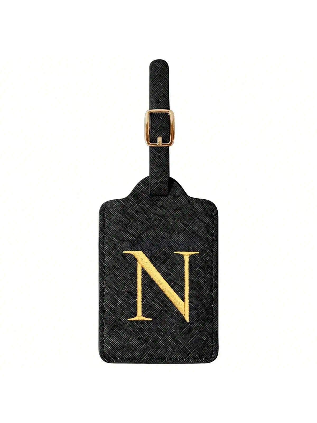 PU Leather Luggage Tag for Travel - Durable Suitcase ID Tag with Privacy Cover & Name Card Slot (A-Z) liu