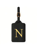 PU Leather Luggage Tag for Travel - Durable Suitcase ID Tag with Privacy Cover & Name Card Slot (A-Z) liu