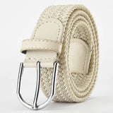 Elastic Nylon Unisex Casual Knitted Pin Buckle Jeans Belt Woven Canvas Elastic Expandable Stretch Waistband for Women Men Girdle