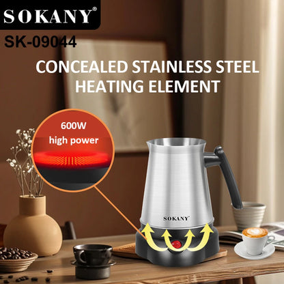 800ml chaleira elétrica turco grego café moka bule de chá máquina portátil aço inoxidável 6 copos água fervente 220v