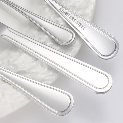 Juego de cubiertos de acero inoxidable de 6/30 Uds., cuchillo para carne y tenedor, tenedor y cuchara de postre, de alta gama, adecuado para restaurantes y hoteles