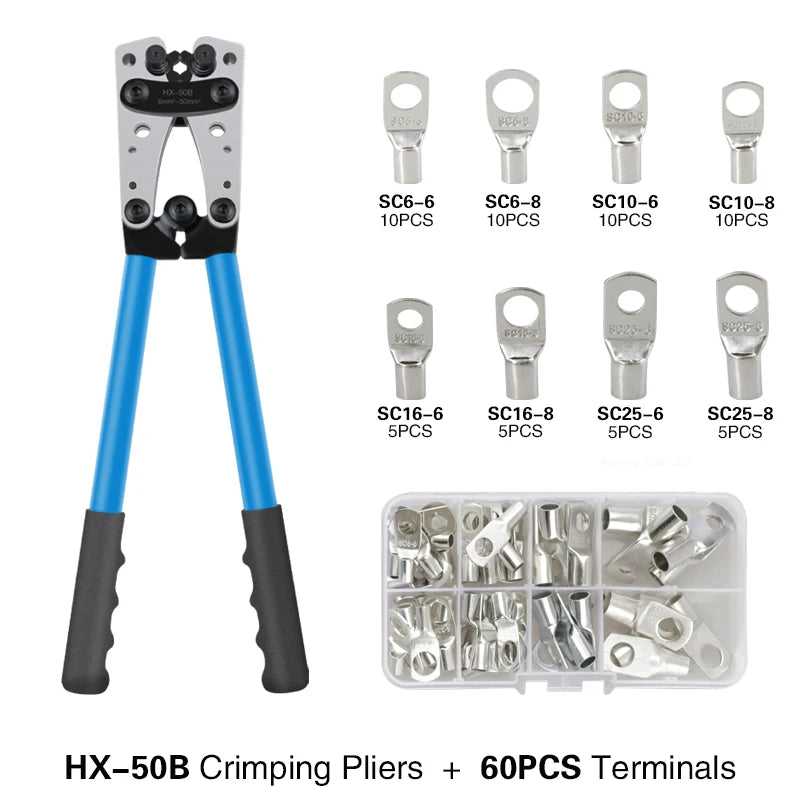 Crimping Pliers Tube Terminal Crimper Hex Crimp Tool Multitool Battery Cable Lug Cable Hand Tools HX-50B 6-50mm² AWG 10-0