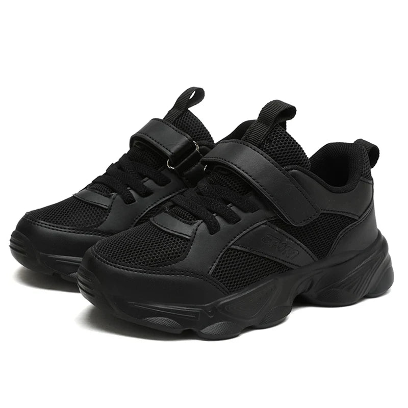 Children's Fashion Sports Shoes Breathable Student Black School Walking Shoes Anti-skid Boys & Girls Casual Running Sneaker