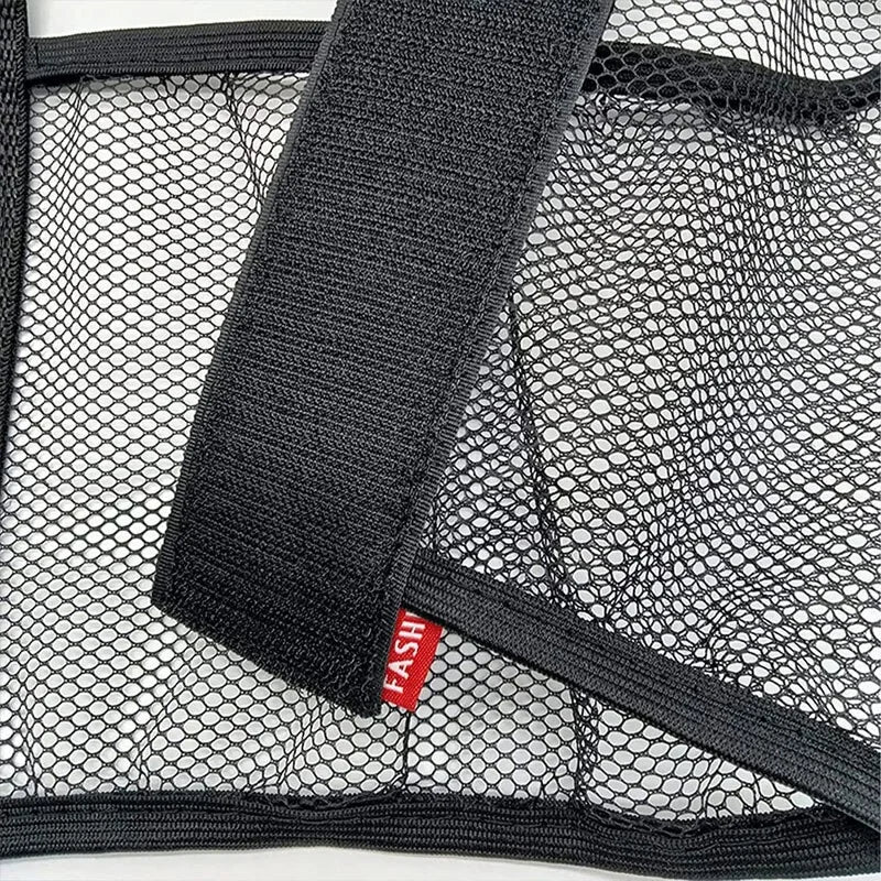Car Back Rear Trunk Storage Mesh Fixed Straps Car Interior Organizer Extinguisher Storage Net Seat Back Fixing Bag