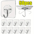 5/50pcs Transparent Stainless Steel Strong Self Adhesive Hooks Key Storage Hanger for Kitchen Bathroom Door Wall Multi-Function
