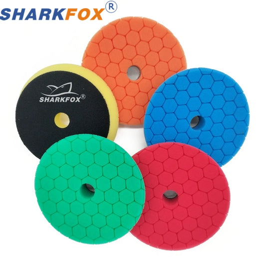 Disco de pulido Sharkfox de 3/5/6 pulgadas para coche, almohadillas de pulido autoadhesivas, encerado, almohadilla de pulido de espuma alemana para DA/RO