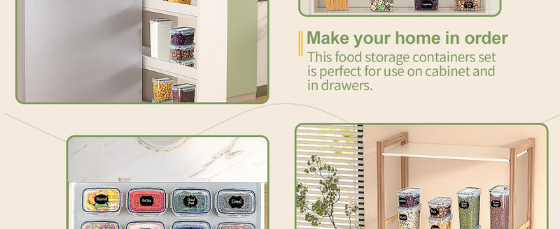 Kitchen food Storage Container with Lid Airtight Set of 24 Set 48 Pcs (24 Containers, 24 Lids), 0.8 L/0.32L/0.24L  BPA Free