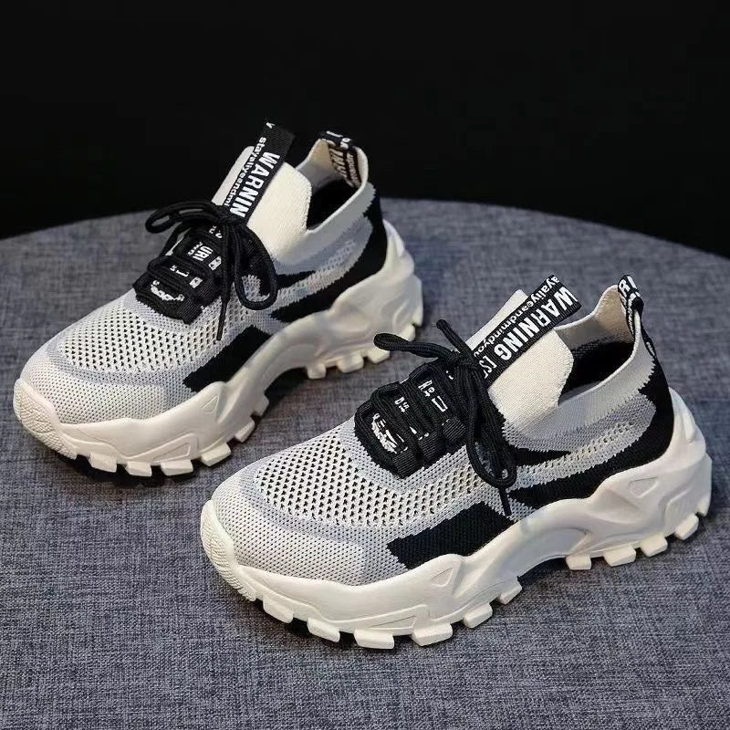 2024 Fashionable Flying Woven Women's Running Shoes Korean-Style Women's Shoes Breathable Lightweight Sports Shoes Ladies Shoes