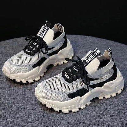 2024 Fashionable Flying Woven Women's Running Shoes Korean-Style Women's Shoes Breathable Lightweight Sports Shoes Ladies Shoes
