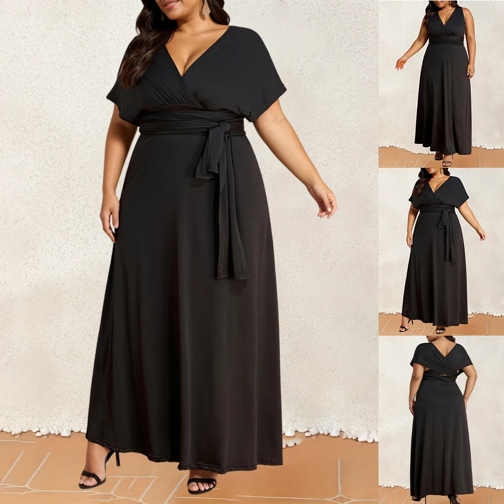 Women Sexy Lacing Up Plus Size Dress Formal Occasion Wedding Bridesmaid Party Dress Multiway Wrap Infinity Style Stunning Dress