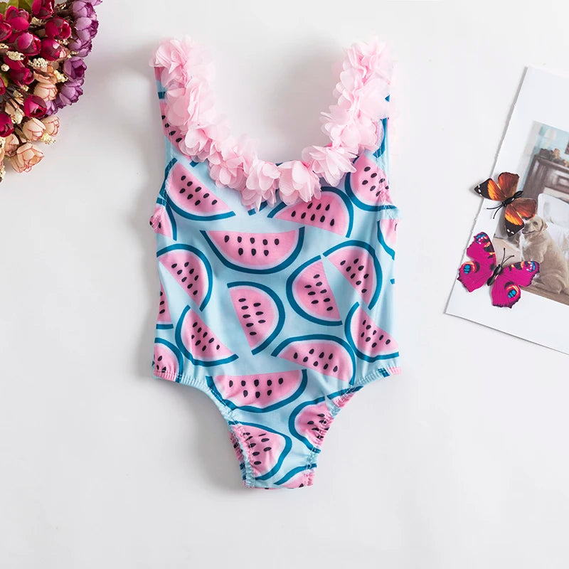 Trajes de baño de una pieza para niñas de 1, 2, 3, 4 y 5 años, estampados, para playa, verano, con lazo