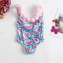 One Piece Girl Swimsuits 1 2 3 4 5 Year Baby Printed Swimwear Summer Beach Bathing Bikini Clothes Kids Bow Seaside Swimming Wear