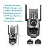 9MP PTZ Wifi Camera Three Lens Dual Screens Outdoor Surveillance CCTV Cameras Ai Human Detect Security IP Camera Auto Tracking