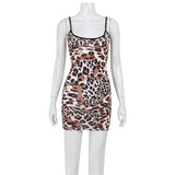 Fashion Sexy Summer Leopard Printed Women's Backless Streetwear Regular Casual Camisole Strapless Skinny Vestidos Robes