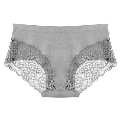 TrowBridge 3PCS/Set Women's Panties Exquisite Lace Underwear Sexy Lingerie Big Size Sweet Silk Satin Briefs Soft Cozy Underpants