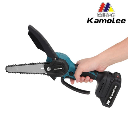 Kamolee serra elétrica sem escova, 8 espaços, mini motosserra, cortador de madeira, ferramenta elétrica de poda de jardim para makita, bateria de 18v