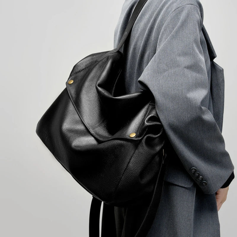 Bolsos de hombro grandes Toptrends 100% piel auténtica de vaca para mujer, bolsos cruzados de diseñador de lujo para oficina (2025)