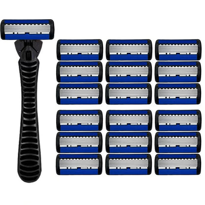 Afeitadora manual con cabezal de 6 capas, cuchilla clásica de doble filo de acero inoxidable, afeitadora de seguridad para barba y bigote.