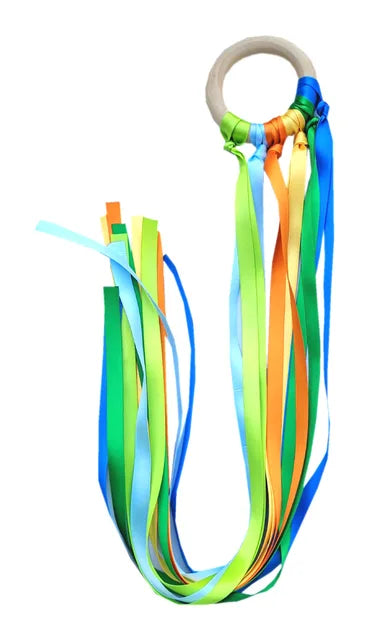 Montessori estilo brinquedo sensorial para recém-nascidos, anel de fita de bebê não tóxico, reconhecimento de cores, desenvolver brinquedo sensorial, livre de BPA