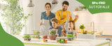 Food Storage Containers with Lids, Freezer Food Boxes, Lunchboxes, 16-piece set, 32 items (16 Containers, 16 Lids), 2200ml, 1740ml, 1000ml, 520ml, 240ml
