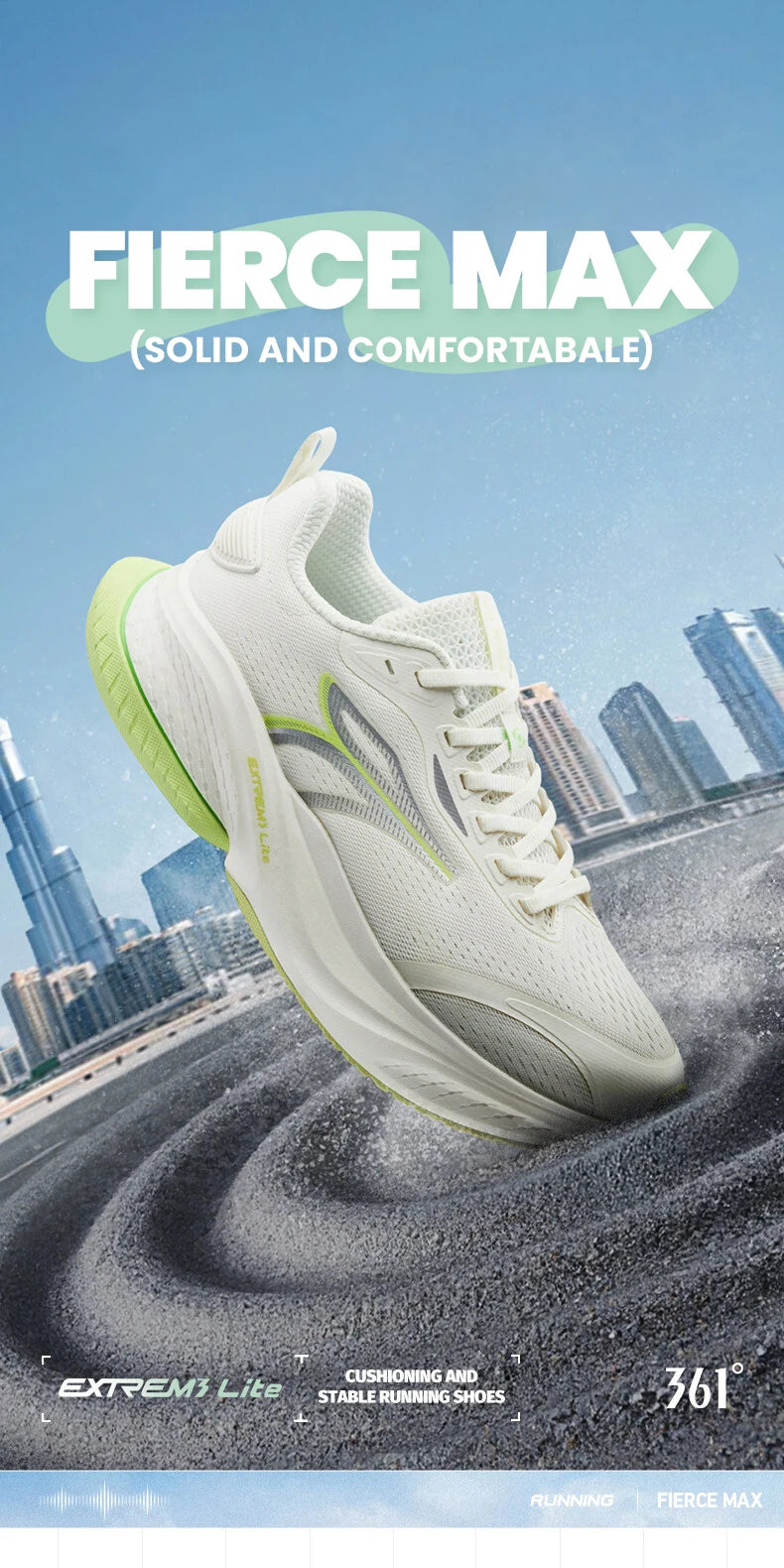 361 Degrees Fierce MAX Men Running Shoes New Mesh Soft Breathable Rebound Shock-absorber Stable Versatile Male Sneaker 672522225
