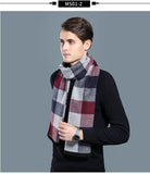 Designer Brand Plaid Men's Cashmere Scarf Winter Warm Scarves Shawls Casual Business Long Wraps Pashmina Christmas Gift for Man