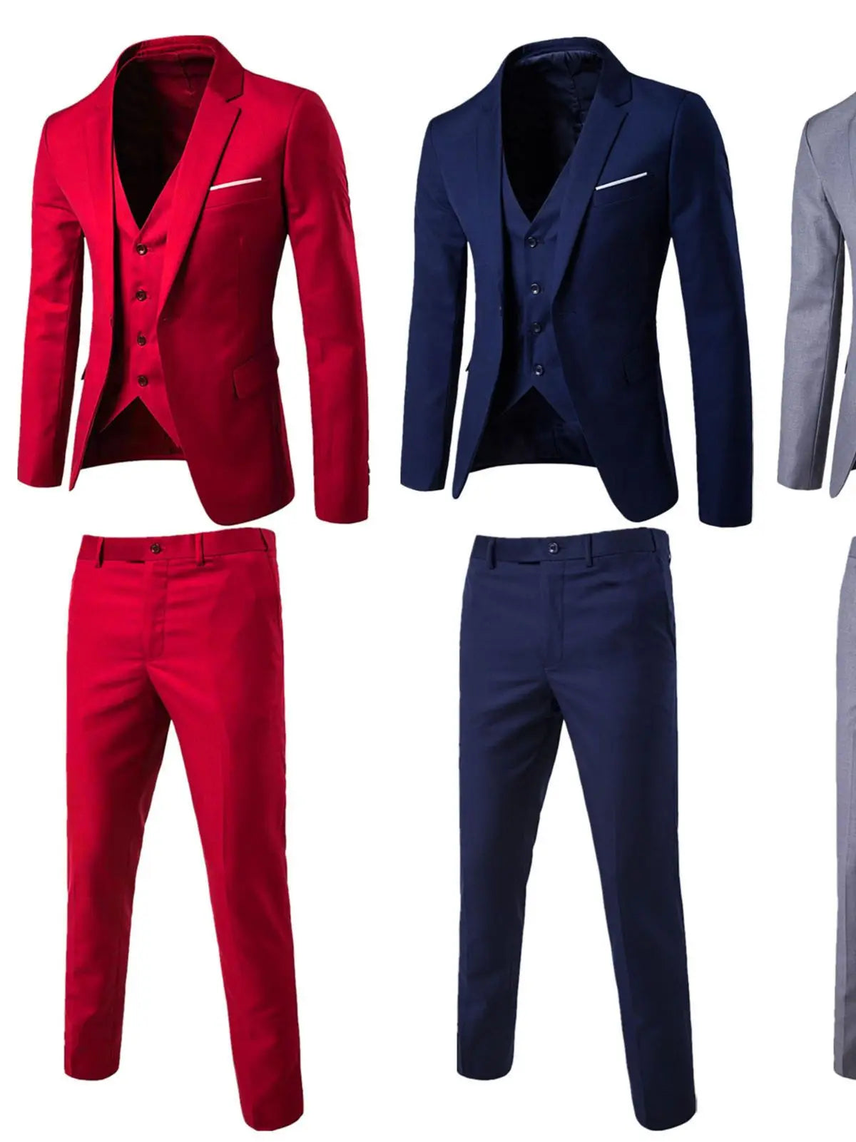 3pcs Suit Men Slim Formal Suit Solid Color Blazer Vest Pants Set 3 Piece Mens Suit Business Suit costume homme костюм мужской
