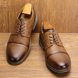 Retro Men's Casual Derby Shoes 2025 Fashion Leather Footwear New Style Men's Slip-On Comfortable Men's Shoes