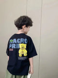 Camiseta de manga corta de verano para niños, Top de cuello redondo para niños pequeños y medianos, moda informal versátil de media manga