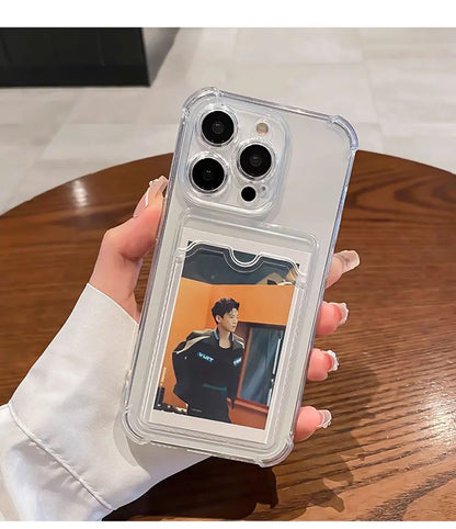 Funda transparente con ranura para tarjetas para iPhone 16, 15, 14, 13, 12, 11 Pro Max, Mini, X, XR, 7, 8 Plus, funda suave a prueba de golpes