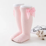 Knee High Princess Socks infantil, material de bebê, recém-nascido, infantil, meias, arco, algodão, Mid-tube, crianças, meninas, outono, inverno