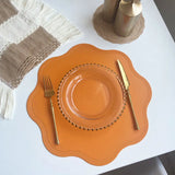 1/4/6PCS Round Placemat Sets, Luxury Faux Leather Table Mats, Embossed Flower Shaped Place Mats, Table Pad, 테이블매트, Салфетки