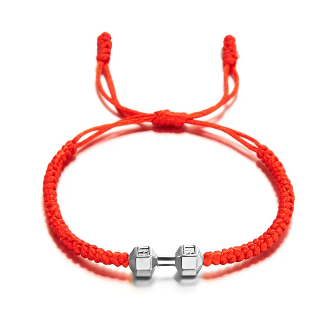 Adjustable Dumbbell Bracelet for Men and Women, Handmade Bracelet, Gold and Silver, Fitness and Energy Jewelry 