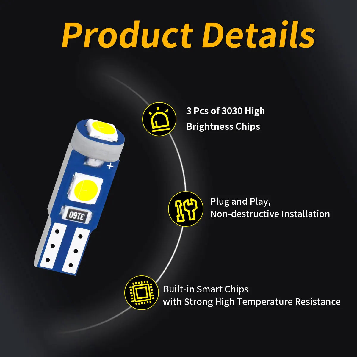 High Brightness 3030 Chips 10Pcs of T5 Led Bulb W3W W1.2W Play and Plug Car Interior Lights Auto Instrument Lamp 12V/24V